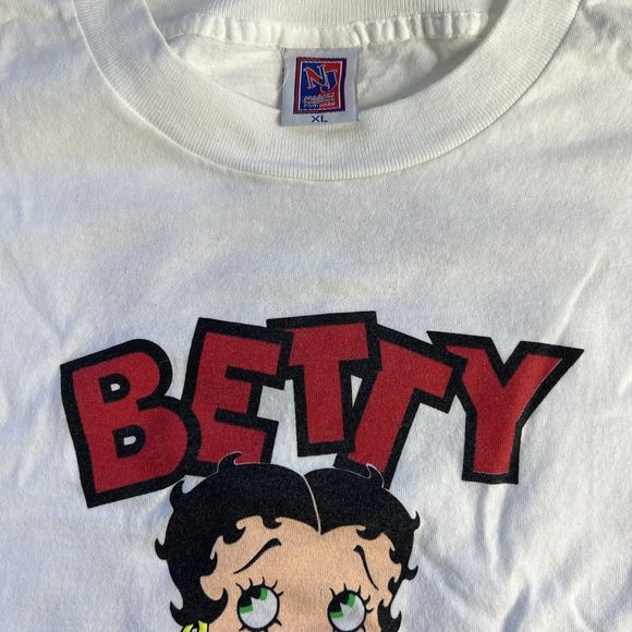 Betty Boop Vintage 1988 White T-shirt Front and Back Print NJ Croce Tag Adult XL - Picture 2 of 7